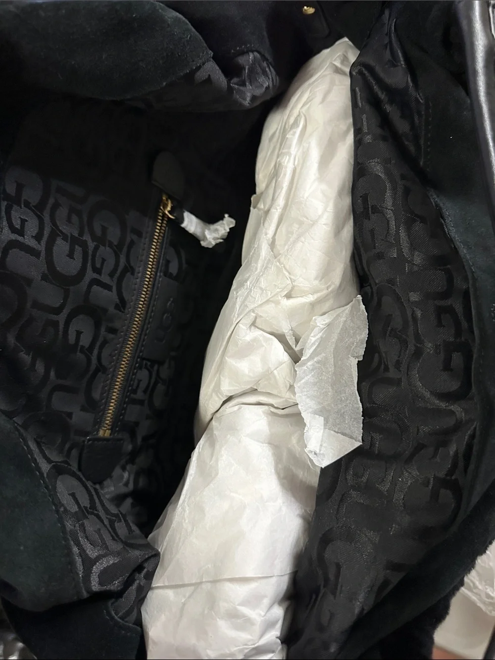 UGG Black Suede & Shearling Tote